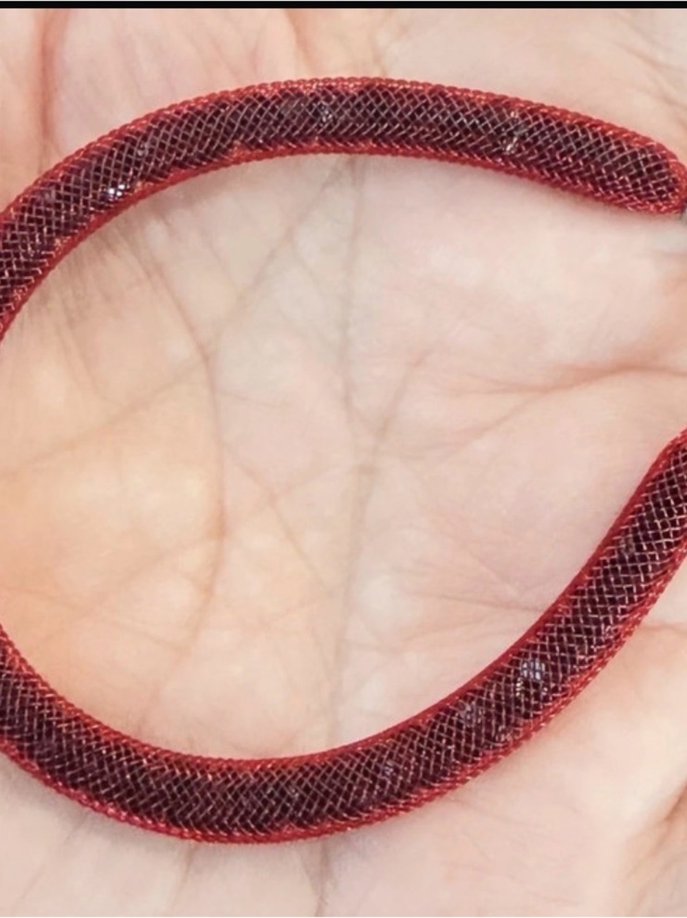 Pepper Cotton Red Mesh With Black Swarovski Crystals Bracelet 7in Peppercotton